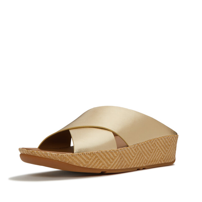Lulu Lux Graphic-Weave Leather Cross Slides