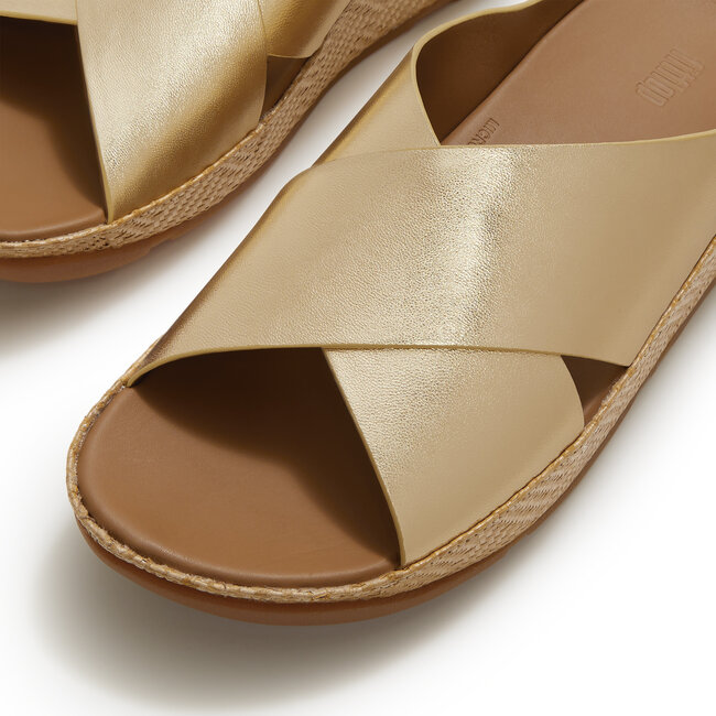 Lulu Lux Graphic-Weave Leather Cross Slides