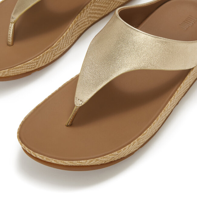 Lulu Lux Graphic-Weave Leather Toe-Post Sandals