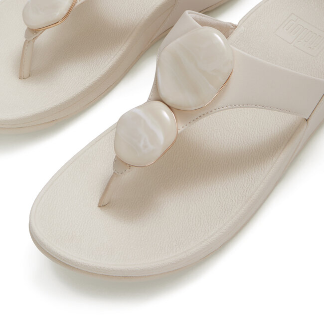 FitFlop Lulu Marbled-Stone Toe-Post Sandals