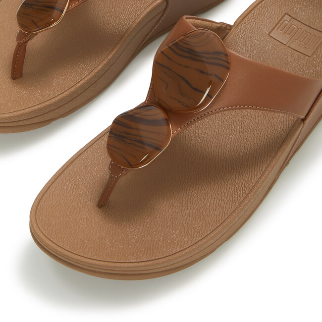 FitFlop Lulu Marbled-Stone Toe-Post Sandals