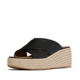 Platfforms Espadrille Leather Wedge Cross Slides