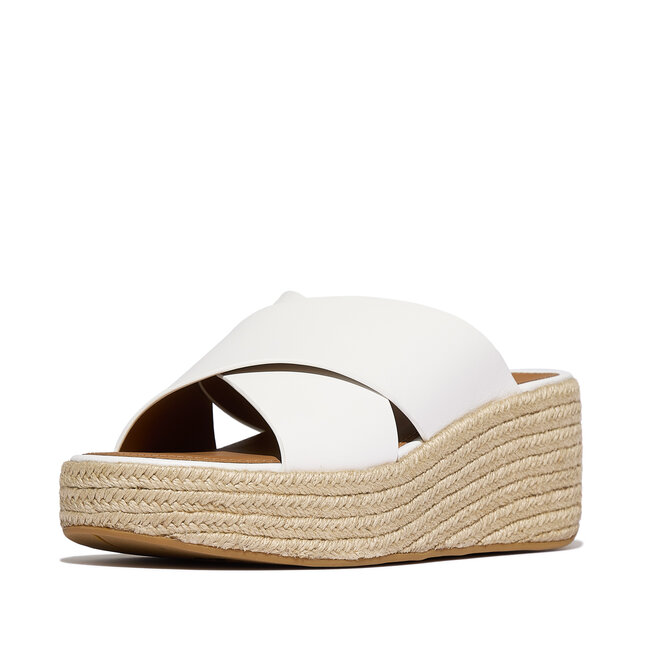 Platfforms Espadrille Leather Wedge Cross Slides