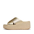 Platfforms Espadrille Leather Wedge Cross Slides