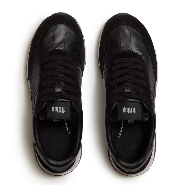 FitFlop Retro-Q FF Metallic-Fabric/Suede Sneakers