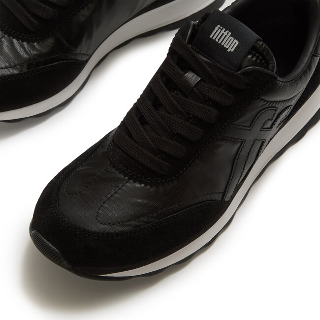 FitFlop Retro-Q FF Metallic-Fabric/Suede Sneakers