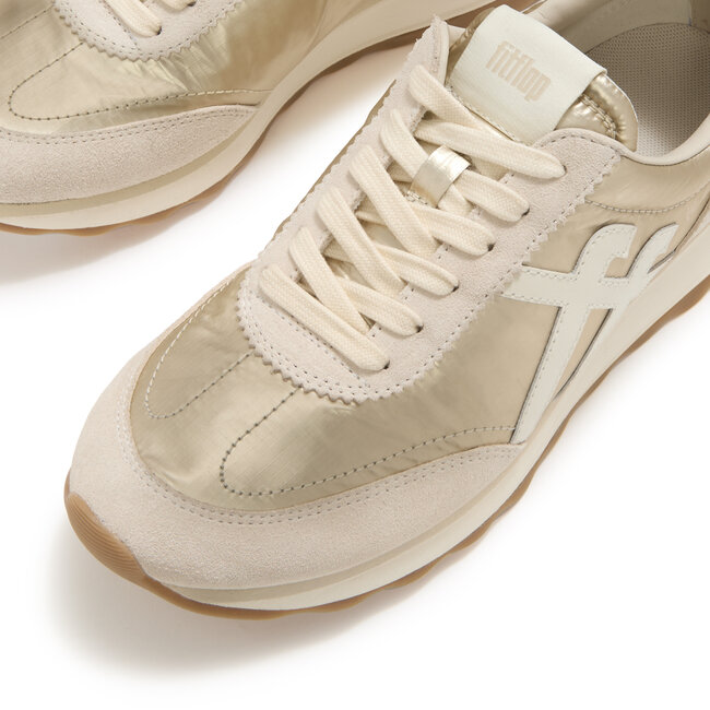 FitFlop Retro-Q FF Metallic-Fabric/Suede Sneakers