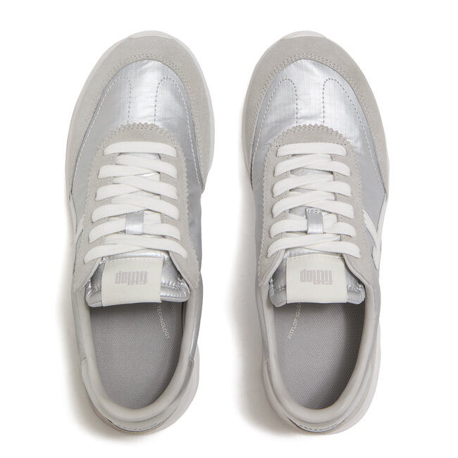 FitFlop Retro-Q FF Metallic-Fabric/Suede Sneakers