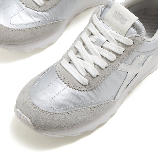 FitFlop Retro-Q FF Metallic-Fabric/Suede Sneakers