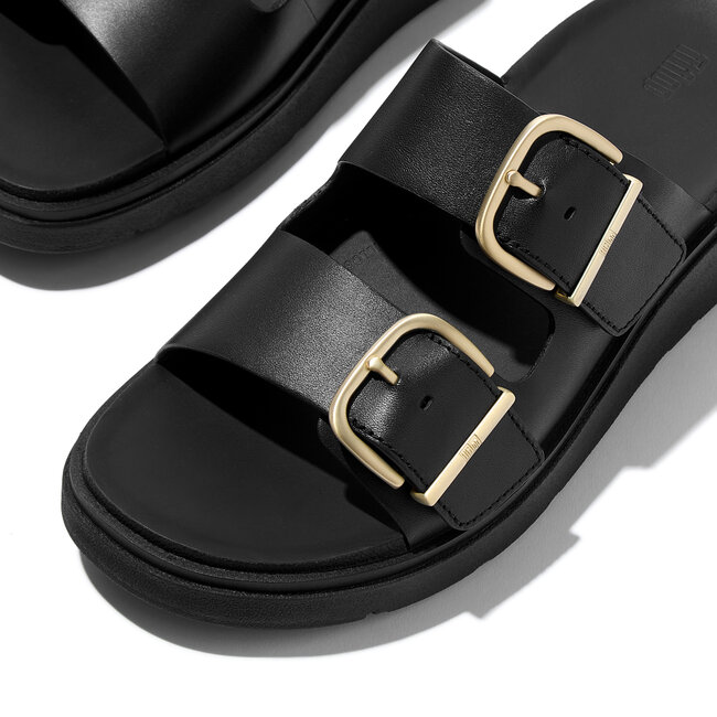 Gen-FF Buckle Two-Bar Leather Slides