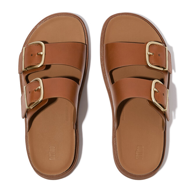 Gen-FF Buckle Two-Bar Leather Slides