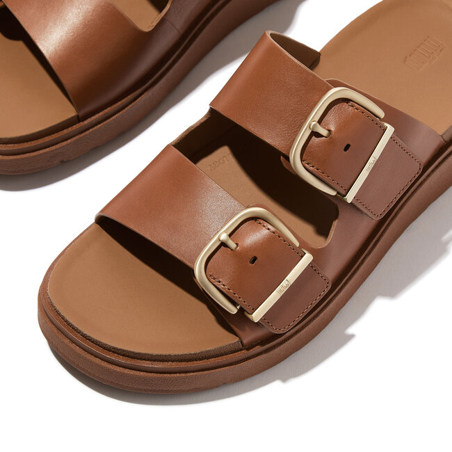 Gen-FF Buckle Two-Bar Leather Slides