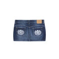 Juicy Couture Stretch Denim Low Rise Mini Skirt Back Pocket Dog Crest