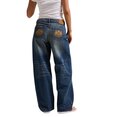 Juicy Couture Mid Rise Wide Leg Jean With Back Pocket Dog Crest