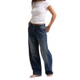 Juicy Couture Mid Rise Wide Leg Jean With Back Pocket Dog Crest