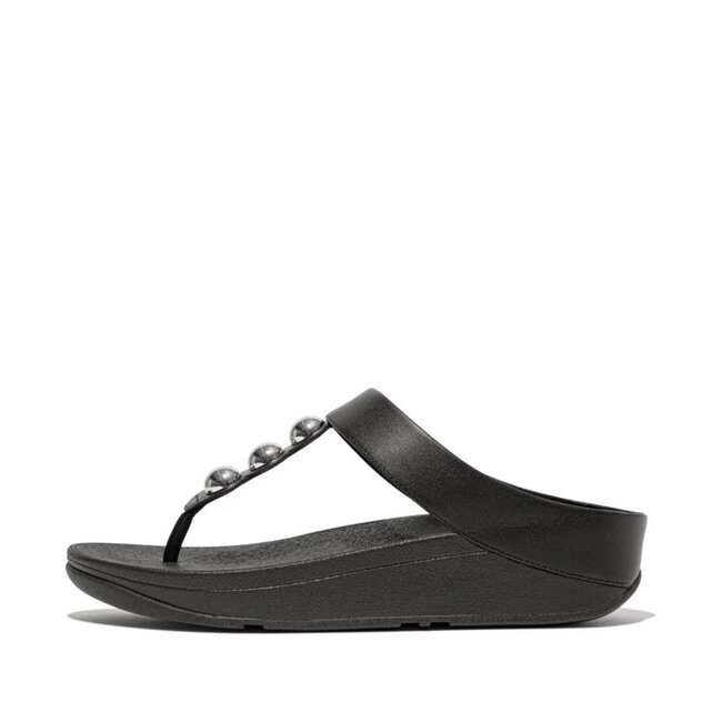 FitFlop Fino Mirror-Dome Leather Toe-Post Sandals