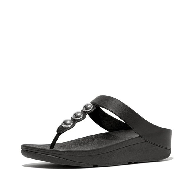 FitFlop Fino Mirror-Dome Leather Toe-Post Sandals