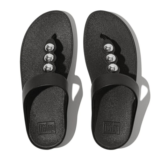 FitFlop Fino Mirror-Dome Leather Toe-Post Sandals