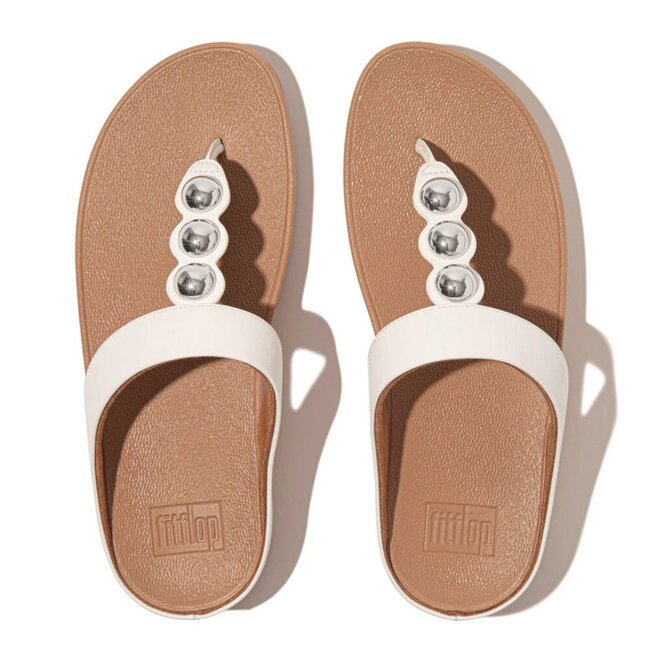 FitFlop Fino Mirror-Dome Leather Toe-Post Sandals