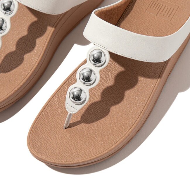 FitFlop Fino Mirror-Dome Leather Toe-Post Sandals
