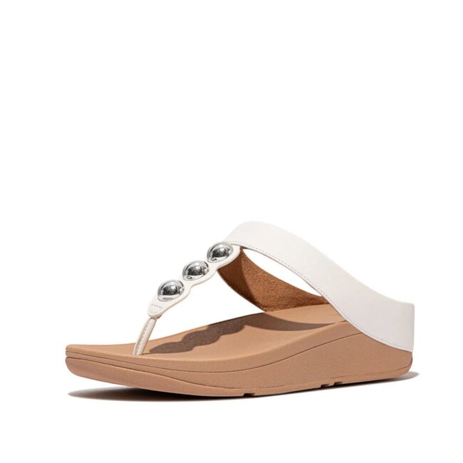 FitFlop Fino Mirror-Dome Leather Toe-Post Sandals