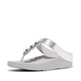 Fino Mirror-Dome Metallic-Leather Toe-Post Sandals