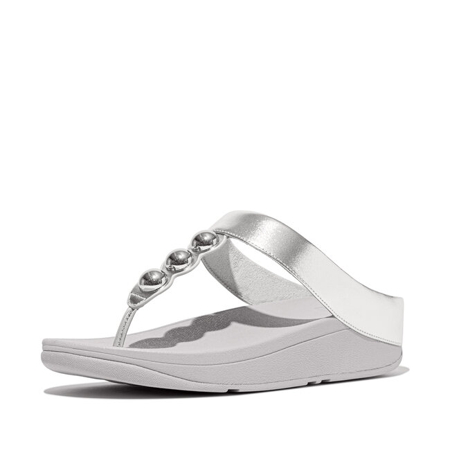 Fino Mirror-Dome Metallic-Leather Toe-Post Sandals