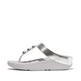 Fino Mirror-Dome Metallic-Leather Toe-Post Sandals