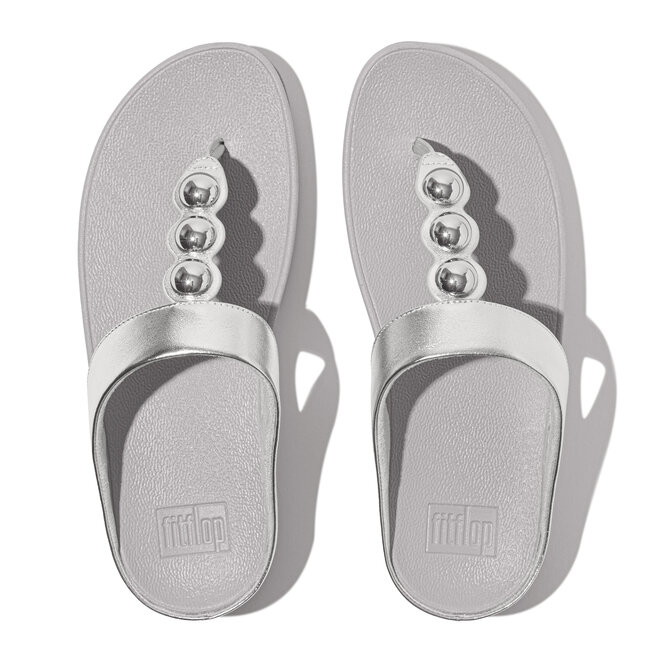 Fino Mirror-Dome Metallic-Leather Toe-Post Sandals