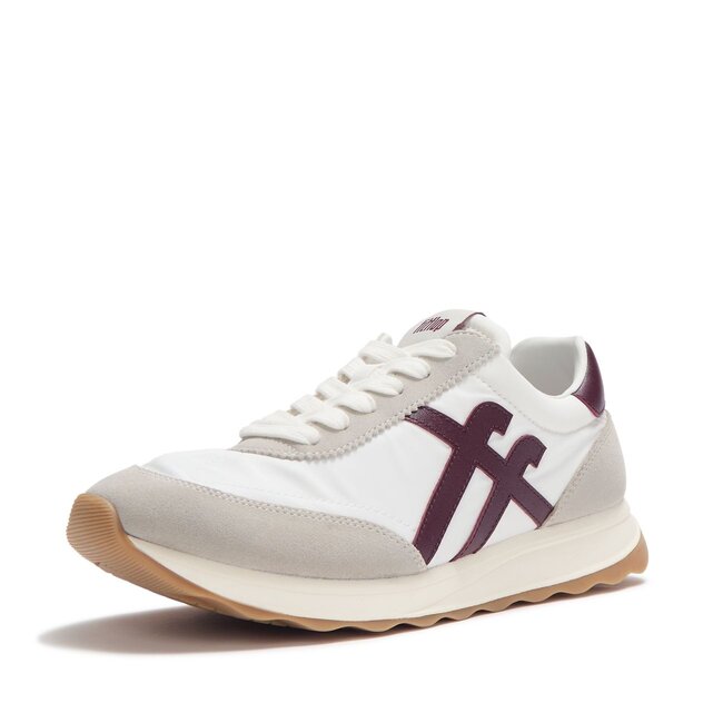 Retro-Q FF sneakers van stof/suède Urban Wit/Donker Merlot