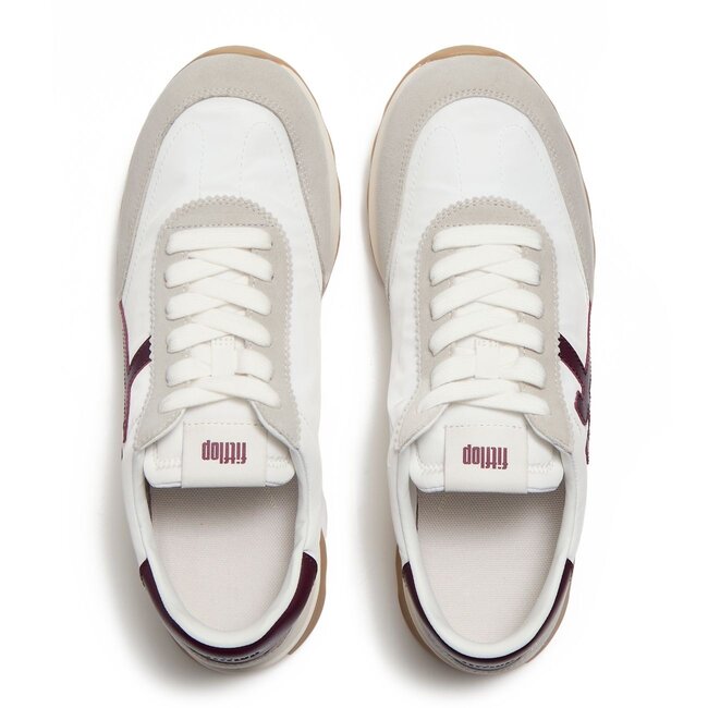 Retro-Q FF sneakers van stof/suède Urban Wit/Donker Merlot