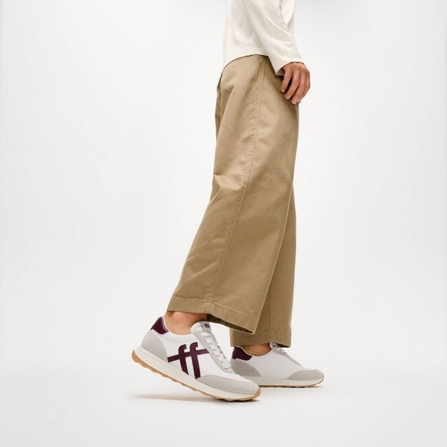 Retro-Q FF sneakers van stof/suède Urban Wit/Donker Merlot