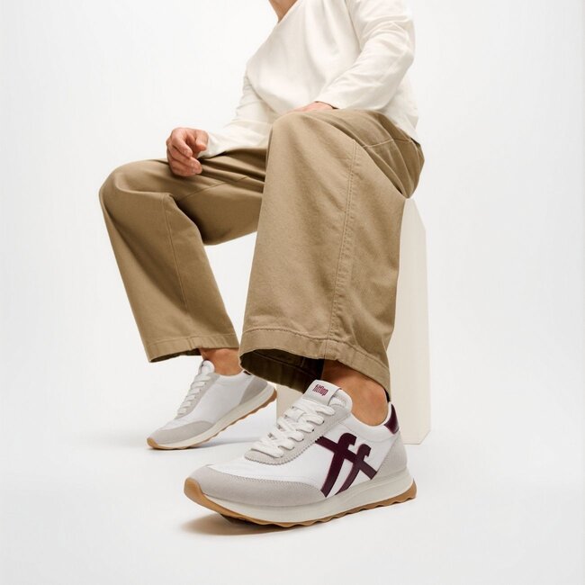 Retro-Q FF sneakers van stof/suède Urban Wit/Donker Merlot