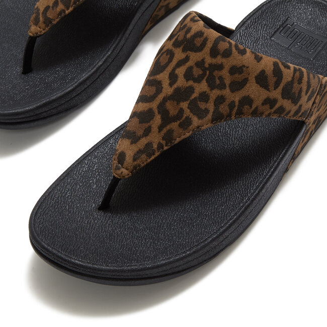 Lulu Suede Leopard Toe-Post Sandals