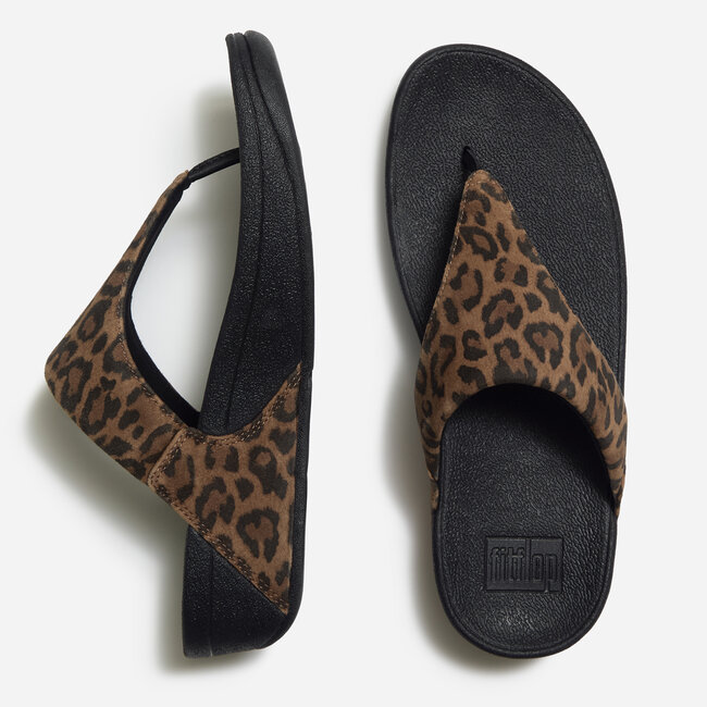 Lulu Suede Leopard Toe-Post Sandals