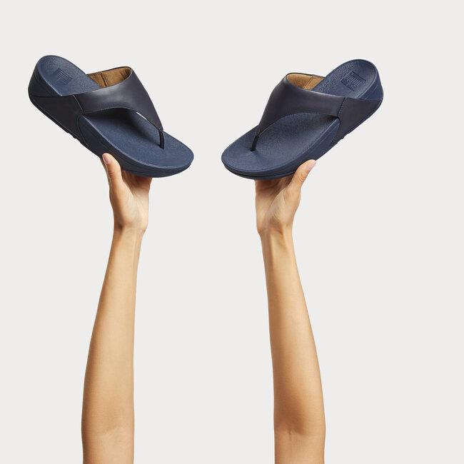 Lulu Lederen Teenslipper - Microwobbleboard-zool technologie
