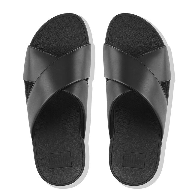 Lulu Cross Slides voor Vrouwen - Leder - Zwart